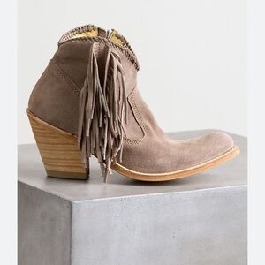 Liberty black Chloe suede fringe ankle cowboy boots